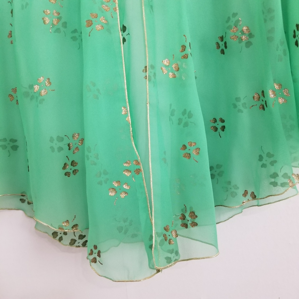 Vintage Green Sheer Shawl Cape OS - Picture 4 of 9